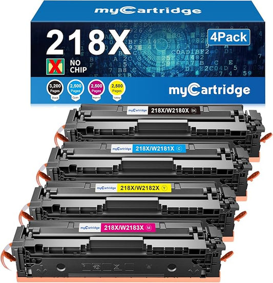 218X Toner Cartridges 4 Pack High Yield Compatible Replacement for HP 218X 218A for Color Laserjet Pro 3201dw MFP 3301fdw 3301cdw 3301sdw Printer Ink W2180X W2180A (BCMY, 4-Pack)