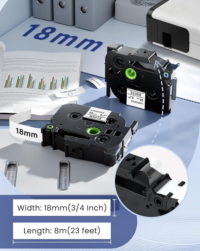 6-Pack Replace for Brother P Touch Label Tape TZe-241 TZe241 TZ-241 Compatible with Brother Label Maker Tape TZe TZ Tape PT-D410 PT-D400 PT-D610BT PT-D600, 3/4 18mm 0.7 Laminated Black on White