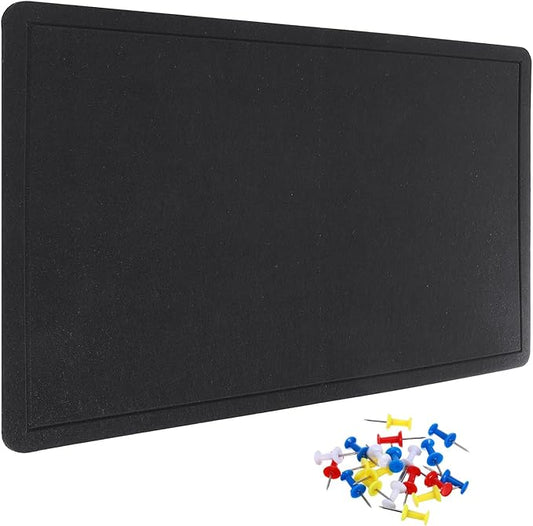 YOKIVE Felt Bulletin Board, 47 x 31.5 -Inch Foldable Decorative Pin Board Self Adhesive Felt Cork Board with 20 Pushpins, Great for Wall, Photo Display, Paste Note, Schedule(Black)