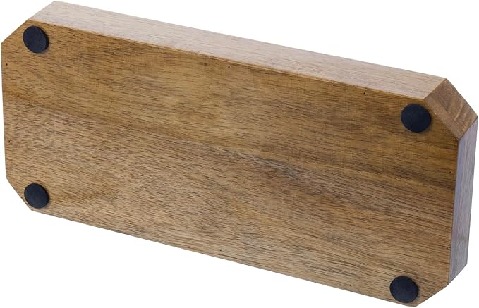 MyGift Premium Solid Acacia Wood Octagonal Desk Organizer Trays Office Stationery Holders, 3 pc Set