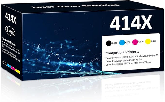 414X Toner Cartridges 4 Pack High Yield: MFP M479fdw - Compatible 414A 414X W2020A W2020X Toner Cartridges with Color Laserjet Pro M479fdn M454dw M454dn M454 M479 Printer Ink(B/C/Y/M) 4 Pack
