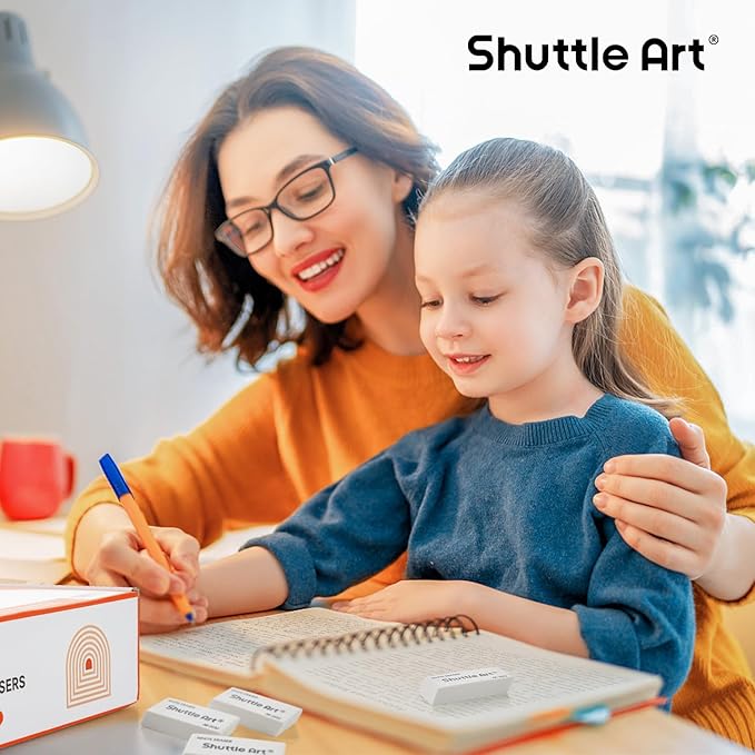 Shuttle Art White Erasers, 120 Pack Erasers Bulk, Smudge Resistant Eraser for Pencils, School Supplies for Kids, Students, Teachers, Office