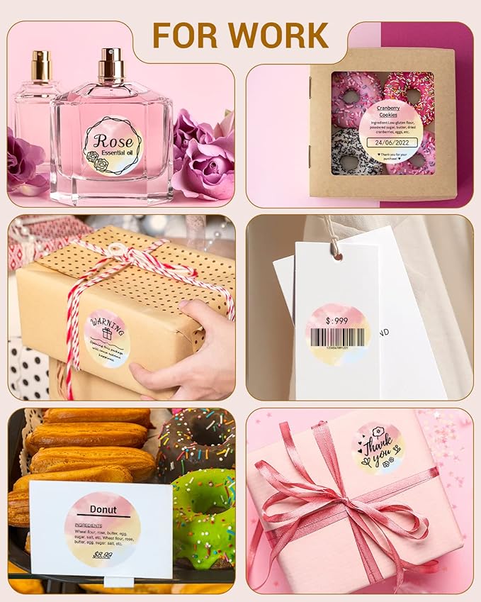 750 Pcs Phomemo 2" Color Round Thermal Label, Self-Adhesive Round Sticker Labels, Circular Direct Thermal Printer Circle Label for Logo Design, Name/Price Tag, Thanks Card, QR Code, 750 Labels/Roll