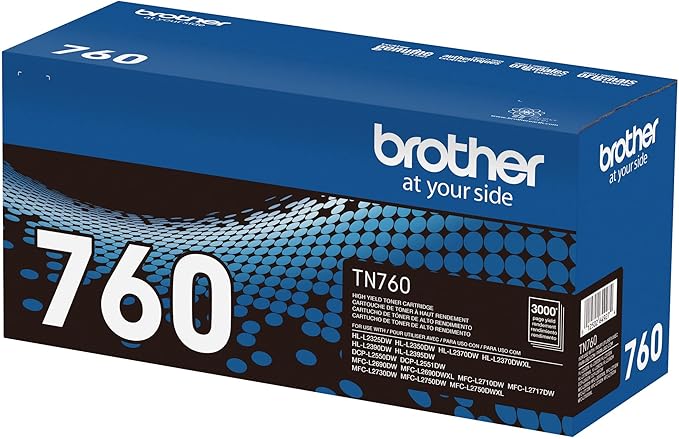Brother Genuine TN760 High Yield Black Toner Cartridge, (for use with MFC-L2710DW MFC-L2750DW HL-L2350DW HL-L2370DW HL-L2395DW HL-L2390DW DCP-L2550DW Printers) (Pack of 3)