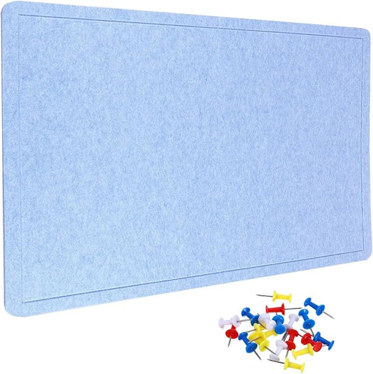 YOKIVE Felt Bulletin Board, 48 x 36 -Inch Foldable Decorative Pin Board Self Adhesive Felt Cork Board with 20 Pushpins, Great for Wall, Photo Display, Paste Note, Schedule(Blue)