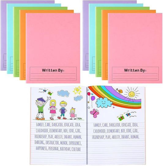 Henoyso 12 Pcs Primary Composition Notebook K-2 9 3/4 x 7 1/2 Inch Primary Journal, Back to School Supplies, Bulk Blank Writing Book for Kid to Write Draw Journal 60 Page Notebooks (Light Color)