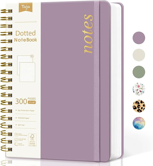 Spiral Dotted Notebook Journal for Work, 300 Pages, Thick B5 (7.1"x10") Bullet Dotted Journal for Women & Writing, Hardcover Notebook for Note Taking, Perfect for Work School Note Taking Business, Purple