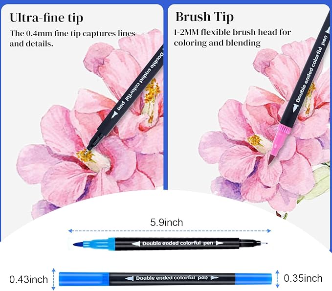 120 Colored Art Brush Markers Pens for Adult, Fine Point Art Marker, Double Tip Colored Pen, Coloring Book Markers for Adult, Hand Lettering, Drawing