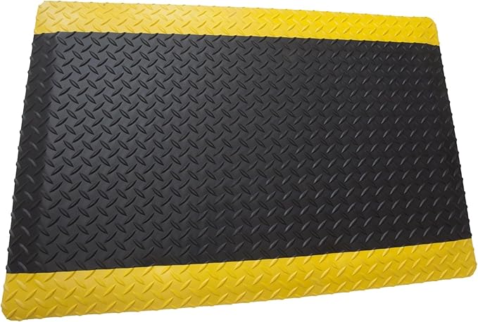 Rhino Mats, American Classic Diamond Anti-Fatigue Mats, Industrial Ergonomic Comfort Standing Mat for Work, Home, Garage, Office, Kitchen or Anywhere (Black/Yellow 9/16" Thick, 2 FT. x 23 FT.)