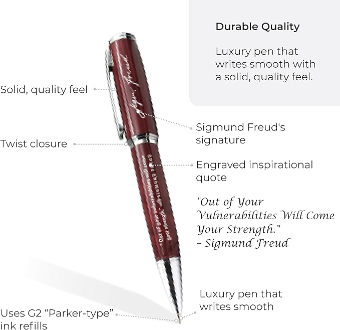Inkstone Sigmund Freud Luxury Pen with Inspirational Quote Out of Your Vulnerabilities Will Come Your Strength Engraved Gift Pen