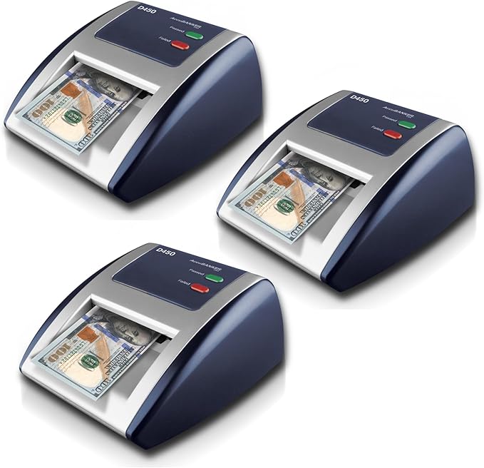 AccuBANKER D450 5-Point Counterfeit Bill Detector Machine, Retail Grade - UL Listed (Pack of 3)