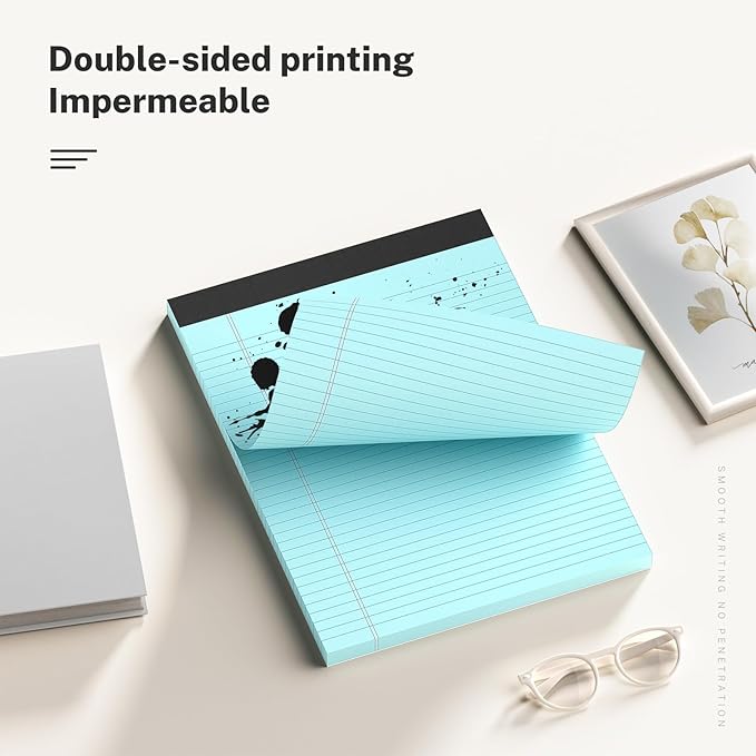 300 Sheets Blue Legal Pads 8.5 x 11 College Ruled Paper 6-Pack Note Pads Narrow Ruled 50 Sheets per Notepad Perforated Writing Pad Durable Sturdy Back 8x11 Pads of Paper