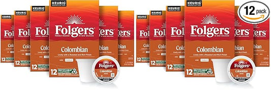 Folgers Colombian Medium Roast Coffee, 72 Keurig K-Cup Pods (Pack of 2)