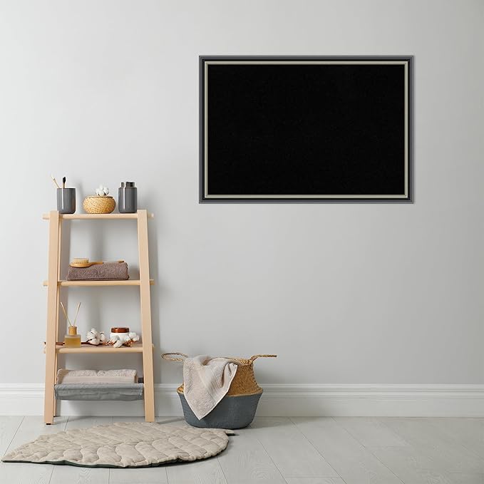 Amanti Art Black Cork Board for Wall, 27x39 Vision Board with Black Wood Frame, Large Corkboard Office Decor for Home Organization, Modern Corkboard Pinboard to Display Items for Home Organization in