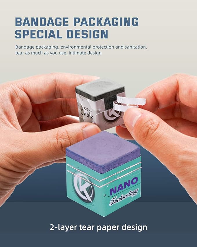 KONLLEN Pool Cue Chalk Nano Technology Billiard Chalk for Professional Tournament Dedicated Pool Chalk (Outstanding Performance, Reduce Miscue, Durable)