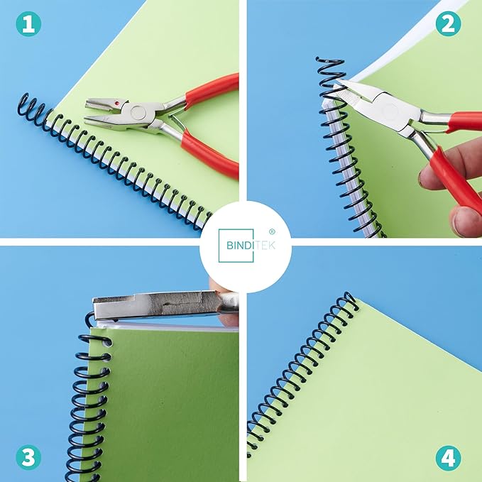 Binditek 100 Pack Plastic Spiral Binding Coils, 10mm(3/8"), 75 Sheet Capacity, 4:1 Pitch, Black, 48Loops, for Letter Size, for Students and Coworkers