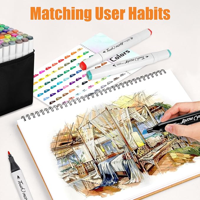 204 Colors Alcohol Markers with Free App, Chisel Tip and Fine Tip, Dual Tip Alcohol-Based Marker set for Artist Adults, Art Markers for Painting, Coloring, Sketching and Drawing,Great Gift Idea