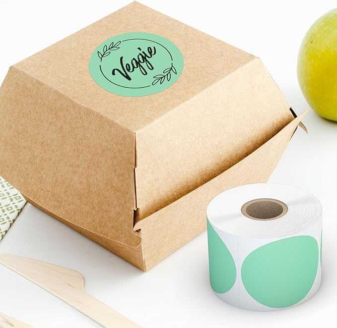 6 Rolls 2" Color Circle Direct Thermal Stickers Labels, Self-Adhesive Round Thermal Labels Printer Stickers for Business, DIY, Code, Name Tag, Envelope Seal