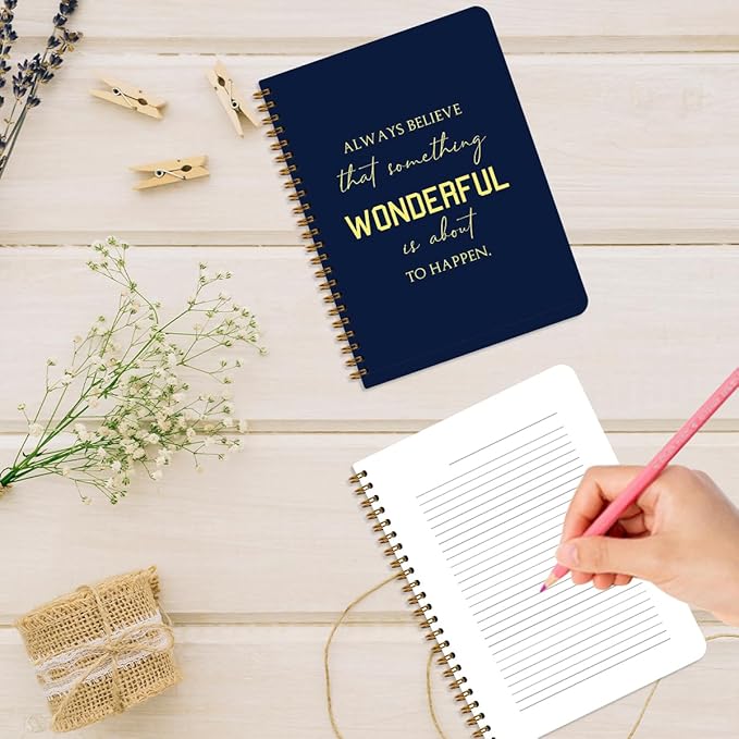 2Pcs Spiral Notebook, Eccolo Journal Notebook, 160 Pages Hardcover Notebooks Journals for Writing Travel Business Office, Christian Aesthetic Notebooks for Women Inspirational Gifts