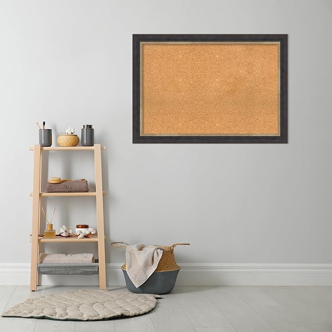 Amanti Art Natural Cork Board for Wall, 29x41 Vision Board with Black Wood Frame, Large Corkboard Office Decor for Home Organization, Casual Corkboard Pinboard to display items for home organization