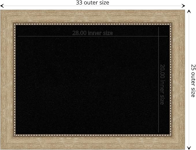 Amanti Art Black Cork Board for Wall, 25x33 Vision Board with Champagne Frame, Medium Corkboard Office Decor for Home Organization, Casual Corkboard Pinboard to display items for home organization