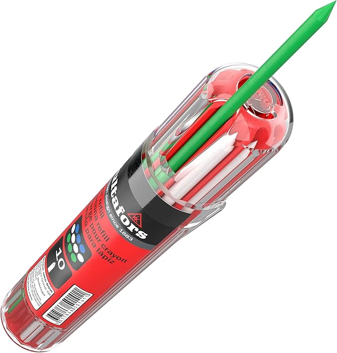 Hultafors Tools 650140U Dry Marker Refills HRD, Heavy Duty, Multi-Purpose, Blue, Green & White, 10 Leads