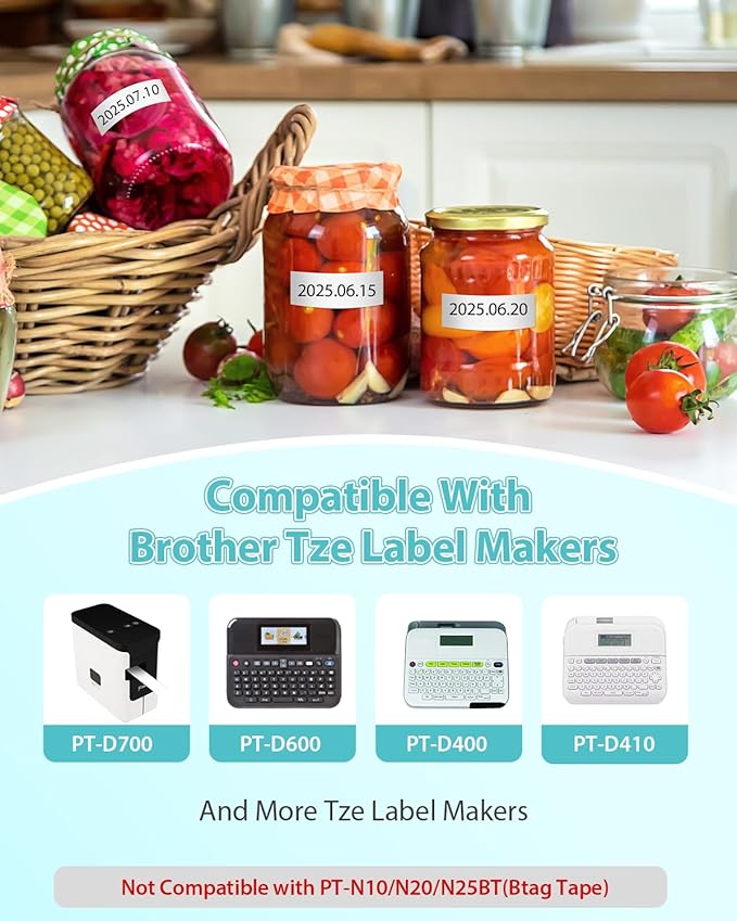 4-Pack TZe-241 TZ Tape 18mm 0.7 Inch Laminated White Compatible for Brother P Touch TZe-241 TZ-241 TZe241 Label Tape Use for Ptouch PT-D400 D410 D600 D610BT Label Maker 3/4 Inch, Black on White