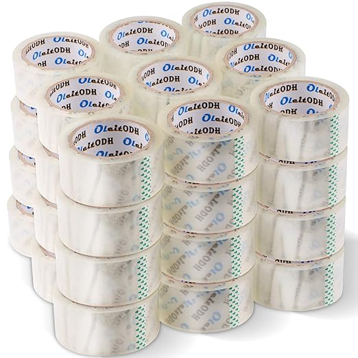 36 Rolls Clear Packaging Tape with Dispenser, 1.88" X 60 yd Shipping Tape Bulk, Total 2160 Yards, 2.7 mil, 3" Core, Heavy Duty Packing Tape Refills for Moving Boxes, Package, Mailing