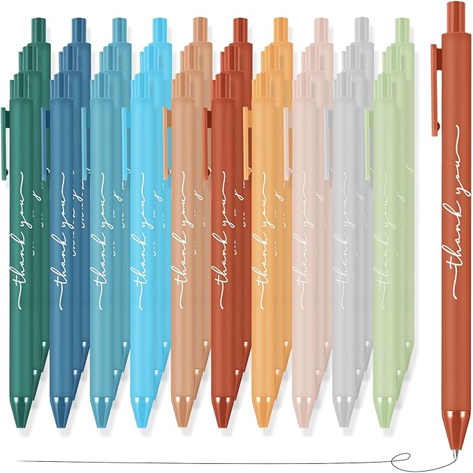 50pcs Thank You Pens Bulk Cute Multicolor Ballpoint Pen for Men Women Server Accessories Employee Holiday Appreciation Gifts for Teacher Office Back to School Party Favor (Morandi)