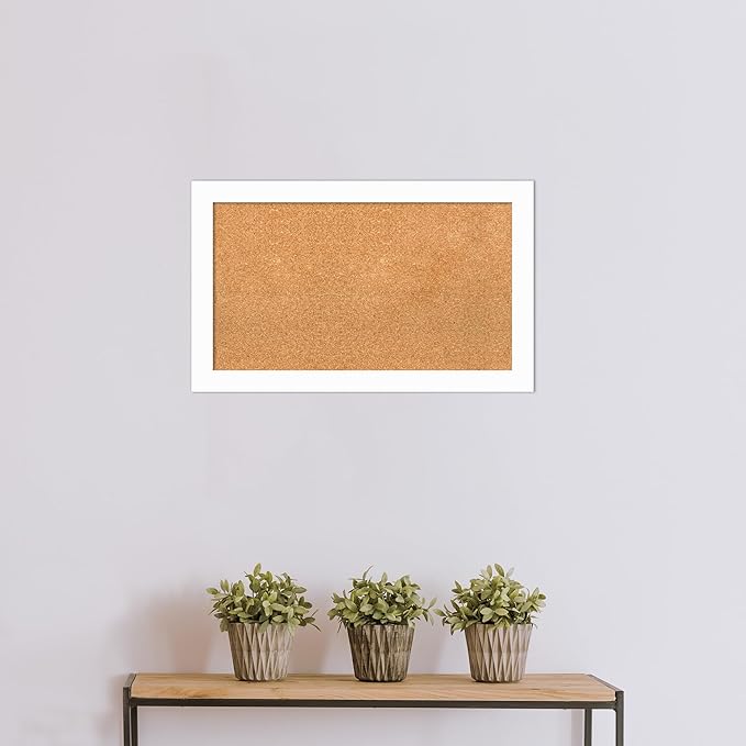 Amanti Art Natural Cork Board for Wall, 19x31 Vision Board with White Frame, Medium Corkboard Office Decor for Home Organization, Casual Corkboard Pinboard to Display Items for Home Organization in