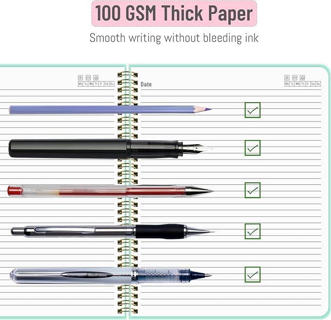 Blue Notebook 8.5" x 11", A4 Lined Spiral Notebook Hardcover College Ruled Notebook for Work, 120 Pages 100GSM Large Thick Writing Journal for Women & Men