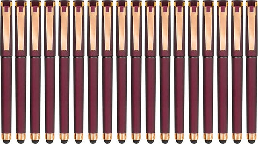 Linbsunne Black Gel Pens 0.7mm Medium Point Pen Office Pens 2-in-1 Stylus Pens for Touch Screens Gel Ink Rollerball Pens for Writing (18 Pack-red)