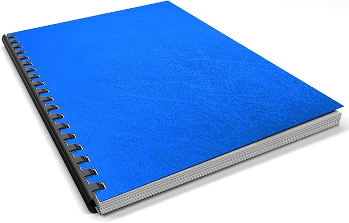 Binditek 50 Pack 16 Mil Leather Textured Polycovers - Binding Presentation Covers for Business Reports and Proposals 8-1/2 x 11 Inches, Blue Color, for Students and Coworkers