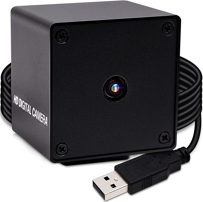 ELP 16MP Autofocus USB Camera with Metal Case - Mini UVC USB2.0 4K Webcam with 68 No Distortion Lens IMX298 Sensor for PC & Home Surveillance