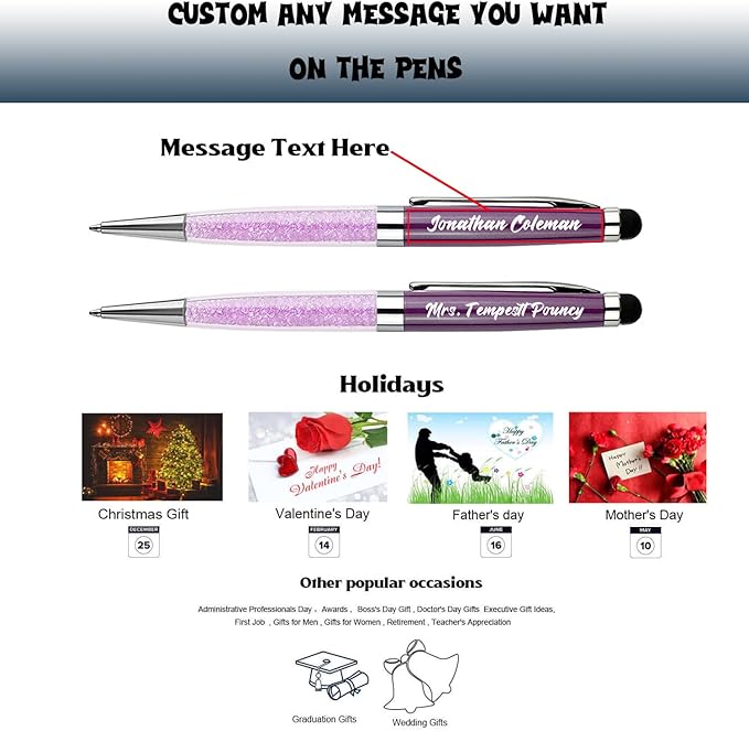Custom Ballpoint Pens, Personalized Ballpoint Pen with Name, soft-touch Ballpoint Pen, Nice Gift Pen for Christmas, Graduation, Anniversary, Office 12pcs/Pack