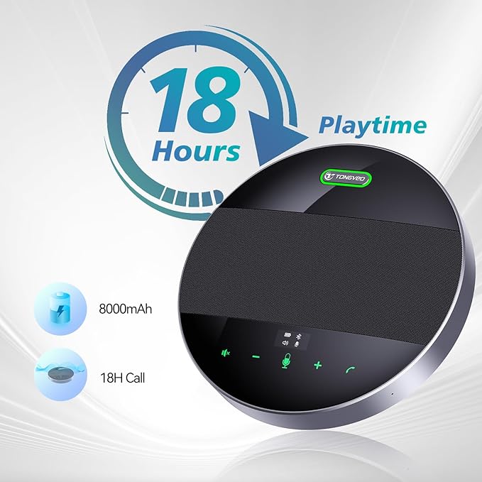 2-in-1 Conference Speaker and Microphone, Daisy Chain Wireless Bluetooth Speakerphone with 360° omnidirectional mics USB/Dongle/Bluetooth Connection 18H Talk Time for 15-30 People Meeting