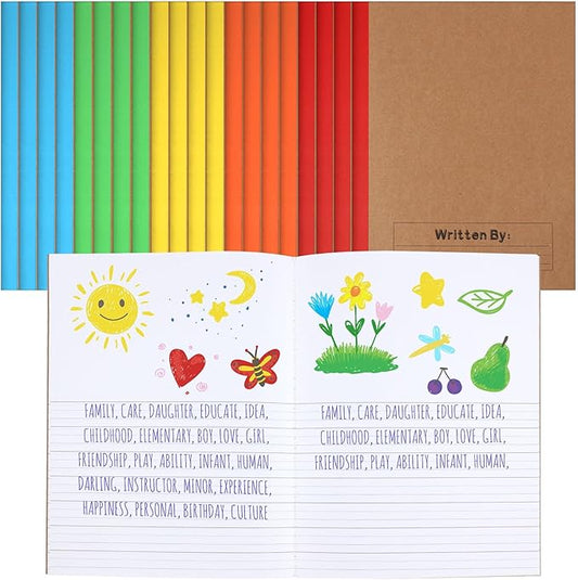 Henoyso 20 Pcs Primary Composition Notebook 9 3/4 x 7 1/2 Inch Kids Journal, Back to School Supplies, K-2 Primary Writing Notebook for Kids Student Draw and Write Story Journal (Bright Color)