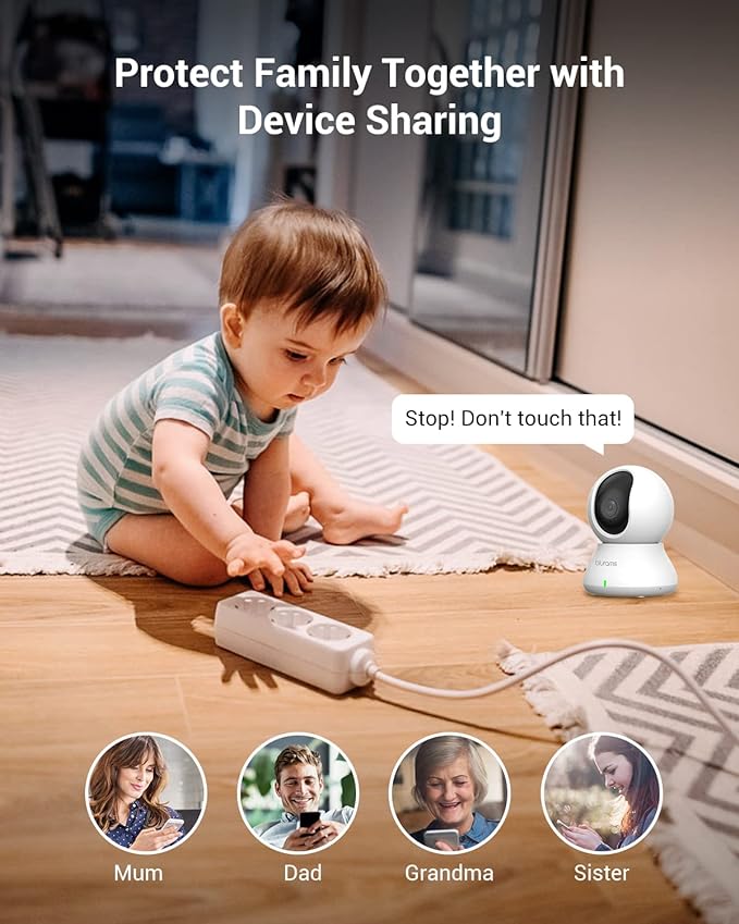 blurams Cameras for Home Security, 2K Indoor Camera 360° Pet Camera with Phone App, Motion Tracking, 2-Way Audio, IR Night Vision, Siren, Works with Alexa & Google Assistant