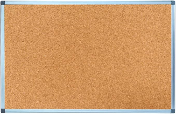 BIBOC Cork Bulletin Board,Cork Board,Felt Board, Pin Board, Notice Board, Memo Board for Homes or Offices,18 X 24 Inches, Silver Aluminium Frame