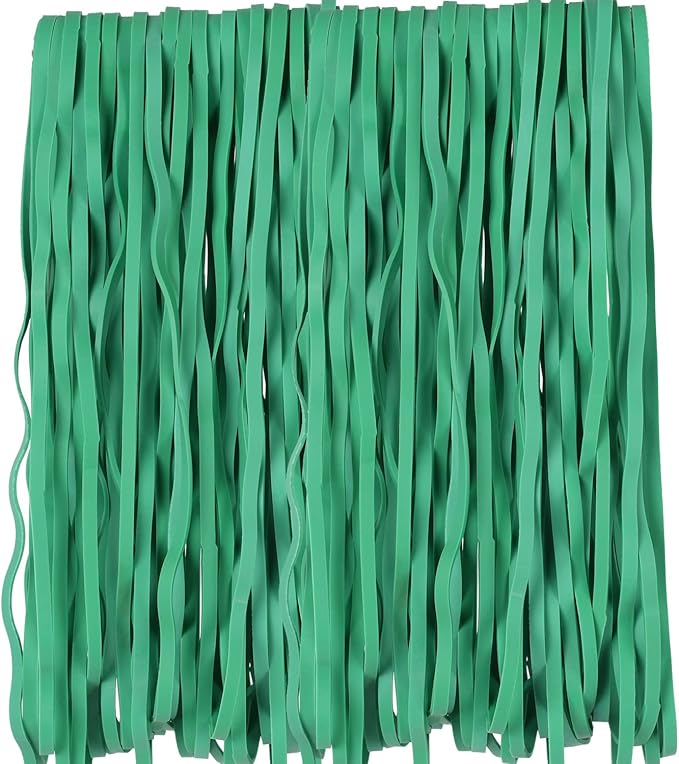 AMUU Rubber Bands Large Flat Fold Length12inch 40 Pieces Fits 8-33 Gallon Trash Cans Green Heavy Duty Elastic Rubber Bands for File folders Office Home Supplies