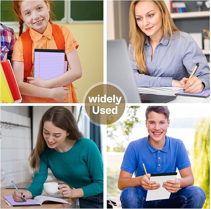 360 Sheets Purple Note Pads 5" x 8" Pack of 12 Small Legal Pads College Ruled Lined Paper with Micro-Perforated Writing Notebook 30 Sheets per Pad Small Notepad for School, Office & Home Supplies