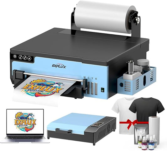 EXPLUX A4 DTF Printer,with XP600 printhead with Anti-Clogging Technology + 200% high Speed Printing,for DIY T-Shirt,Other Textiles,2-Year Ink Included