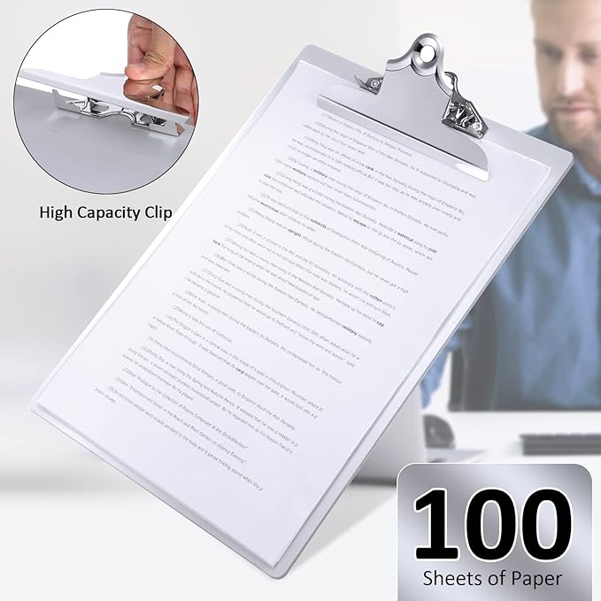 8 Pcs Metal Clipboard Heavy Duty Aluminum Clipboards 12 x 9 Inch Metal Clip Board with Low Profile Clip A4 Letter Size Document Holder for Office School Medical Jobsite Laboratory