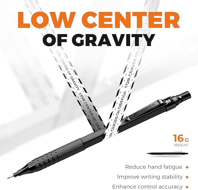 35PCS Black Art Mechanical Pencil Set in Case，0.5 0.7 0.9 2.0 Graphite Metal Drawing Drafting Pencils, Sharpener Erasers 384PCS Lead Refills (6B 4B 2B HB 2H 4H Colors) for Writing Sketching