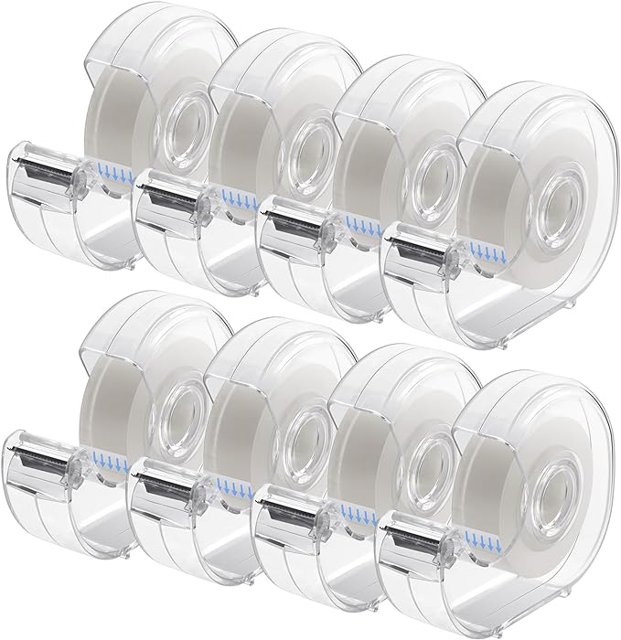 ALSISK Transparent Tape with Dispenser and Refills,Clear Tape for Home,School and Office Supplies,0.7x1000 Inch, 8 Pack