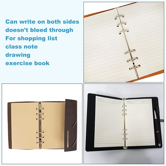 PATIKIL A6 Dot Grid Paper 6-Ring Binder Loose Leaf Planner Filler Paper Planner Inserts, 160 Sheets/320 Pages, Lined