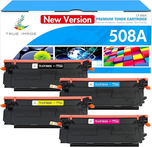 508A Toner Cartridges Set 4-Pack: M553 Toner Compatible Replacement for HP 508A 508X CF360A CF361A CF362A CF363A for M553dn M577 M553X M553N Printer Ink New Version (Black Cyan Yellow Magenta)