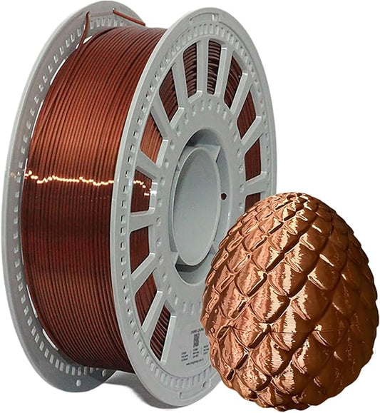 Silk Filament 1.75, Pla + Filament, 3D Printer Filament, Dimensional Accuracy +/- 0.03 Mm, 3D Printer Filament Silk, Pla Filament', Pla 1 Kg (2.2 Lbs), Fit Most FDM 3D Printers (Copper)