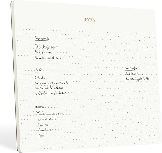 Mouse Pad Notepad for Professionals, 9.8" x 7.9", 50 Sheets, Minimalist, Gold Foiled, Dotted Layout, Executive's Desk Note Pad, To Do List Notepad, Eco-friendly, FSC™ Certified Planner Pad