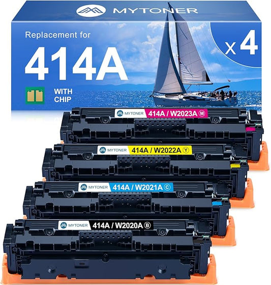 414A Toner Cartridges 4 Pack MFP M479fdw with Chip Compatible Replacement for HP 414A 414X for Color Laserjet Pro MFP M479fdw M479fdn M479dw M454dw M454dn M479 Printer Ink W2020A W2020X High Yield